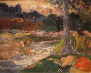 Paul Gauguin Tahitians on the Riverbank Spain oil painting artist